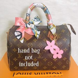 Silk scarf twilly and Light pink Bag charm